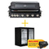 Smart Black 6 Burner Built-In BBQ and Smart 190L Outdoor Drinks Chiller With Heated Glass Door in Black