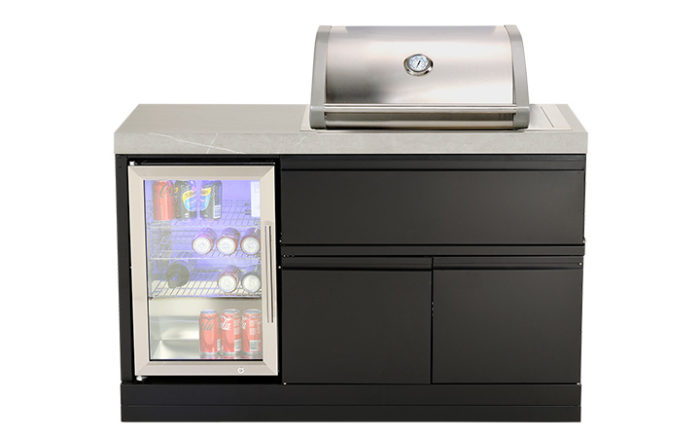 Crossray Mini Outdoor Kitchen with 2 Burner Gas BBQ and Single Fridge