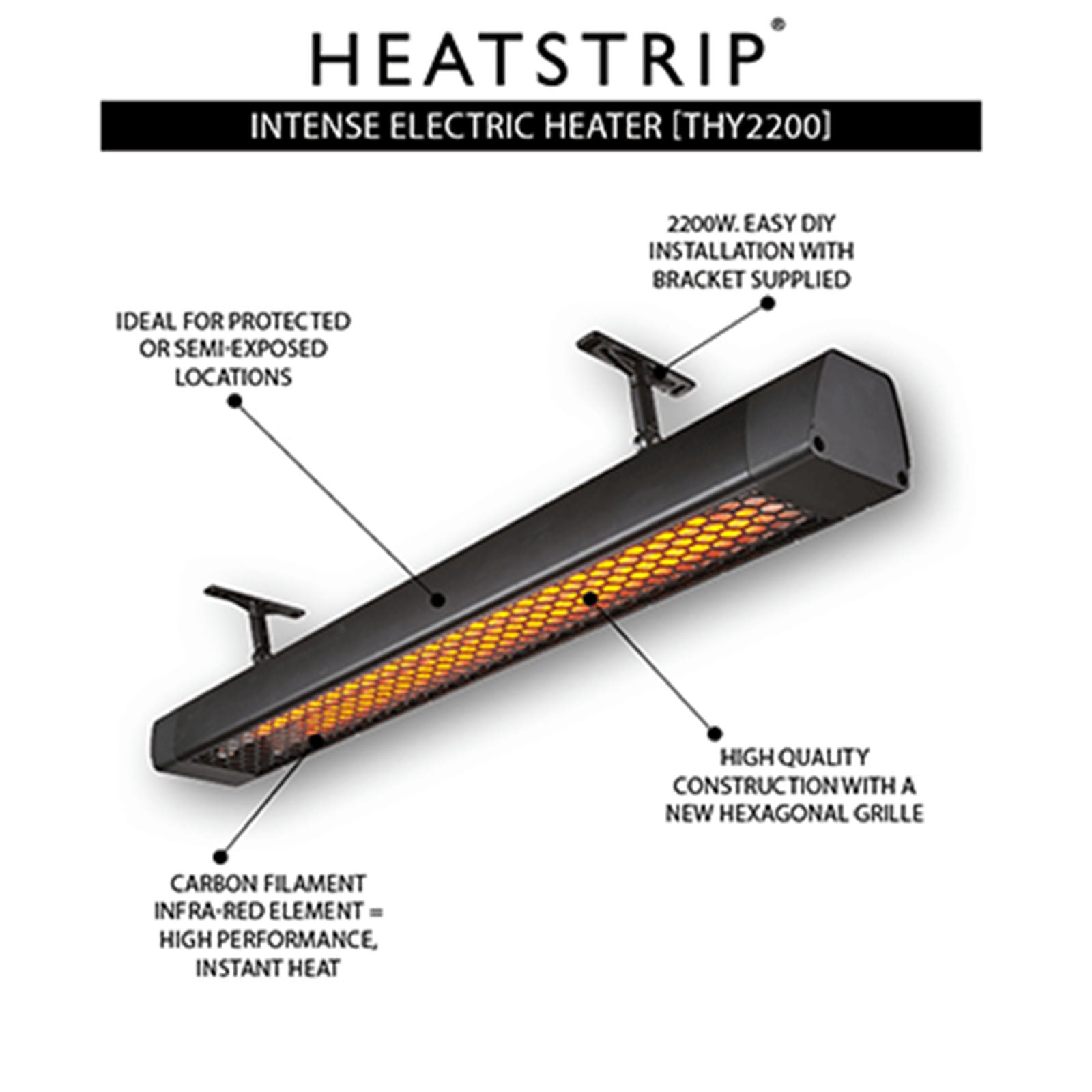HEATSTRIP - Infrared Radiant Black Heater 3200W - THY3200
