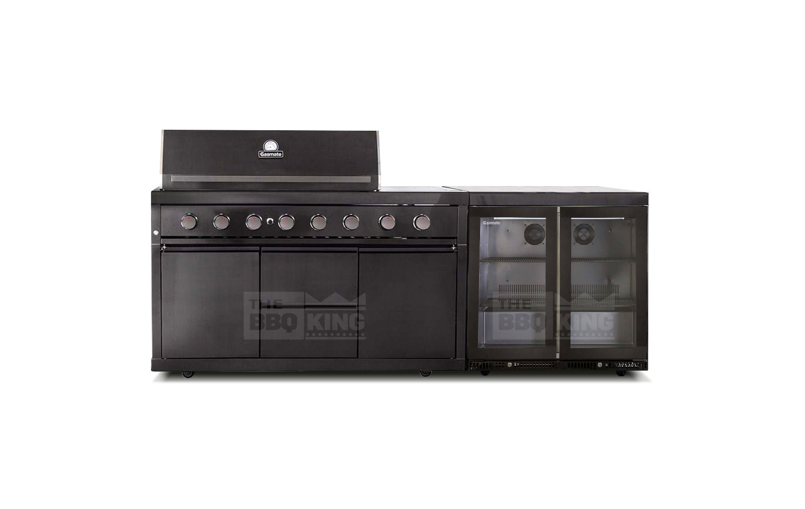 Gasmate Nova Graphite 6 Burner BBQ Kitchen and Double Fridge 