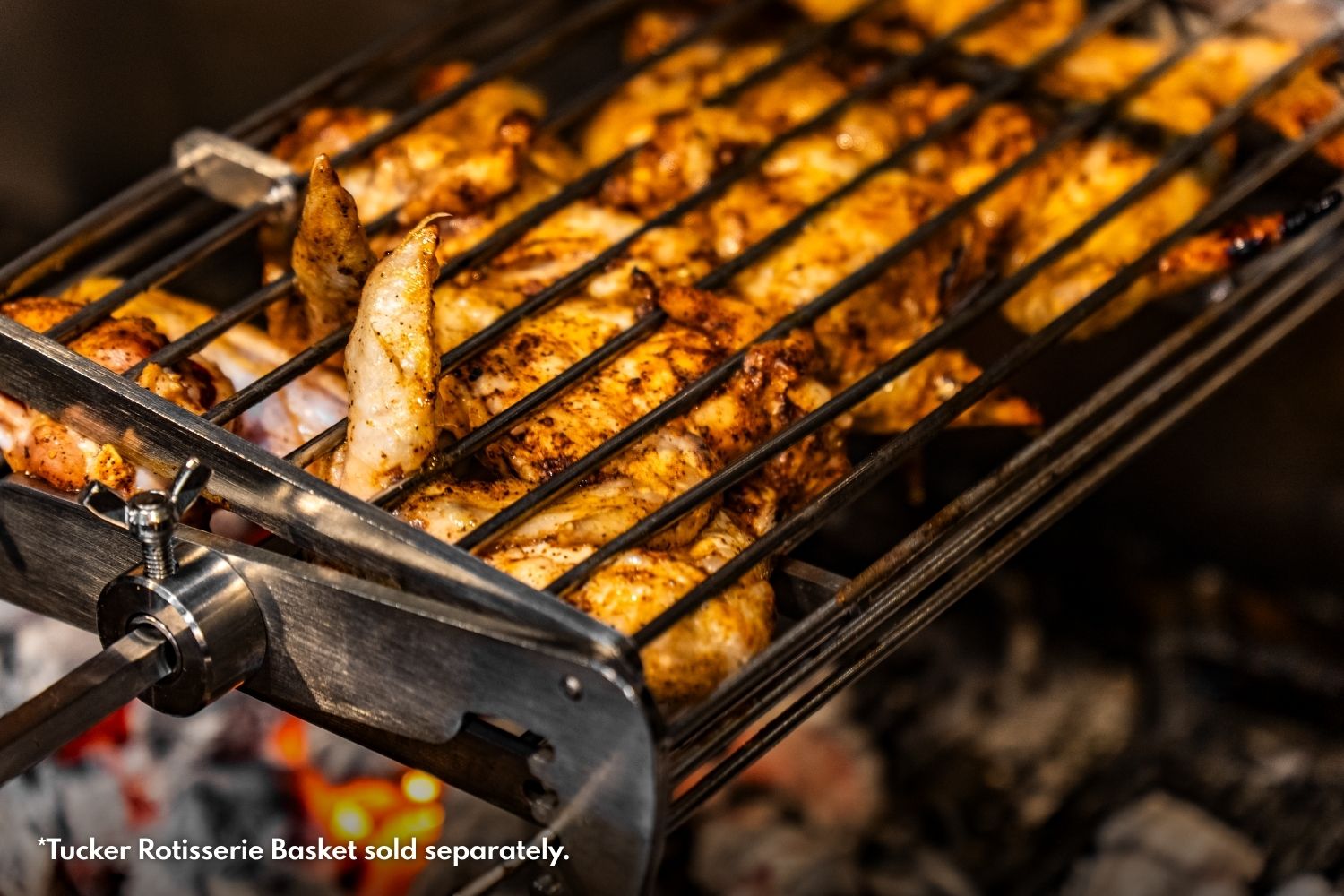 Tucker Charcoal Deluxe Pro Cypriot Rotisserie Basket Close-up