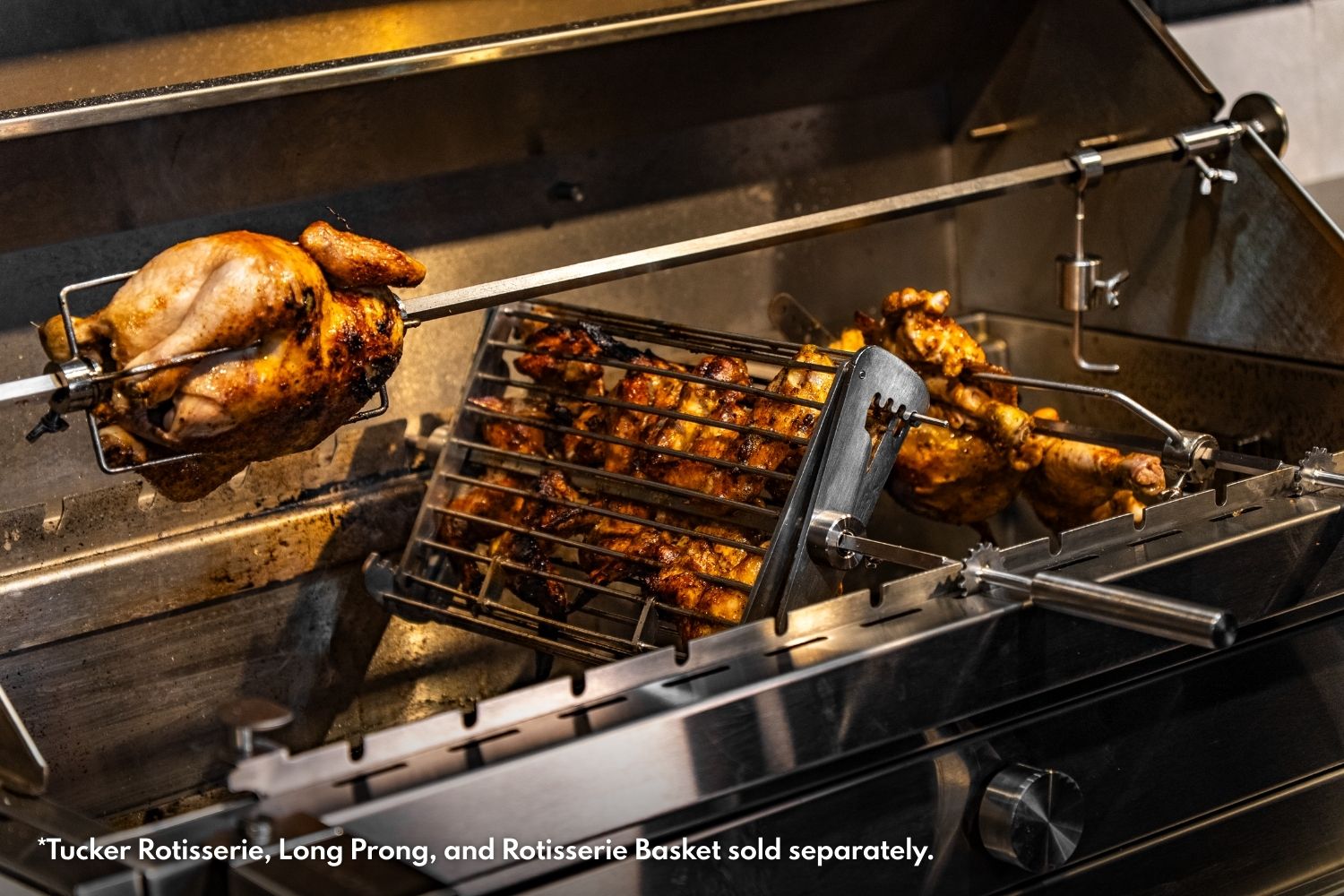 Tucker Charcoal Deluxe Pro Rotisserie Long Prong and Basket