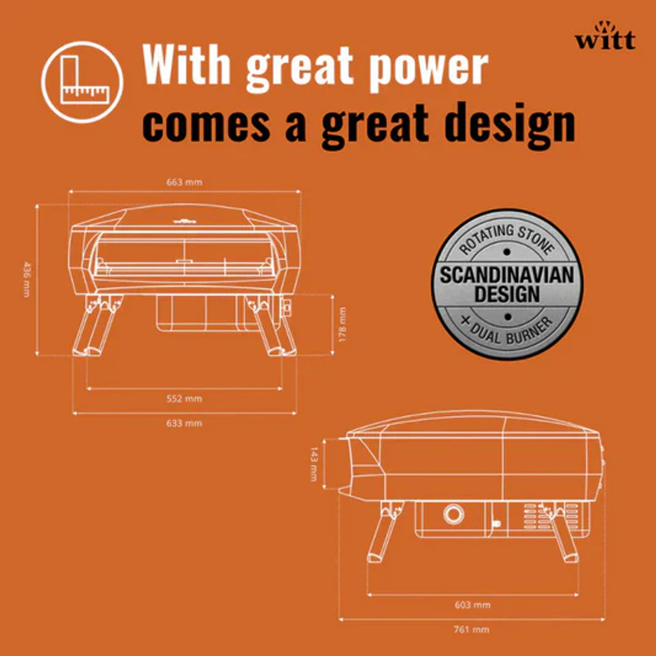 WITT Etna Rotante Orange 16 Inch Gas Pizza Oven Essentials Bundle