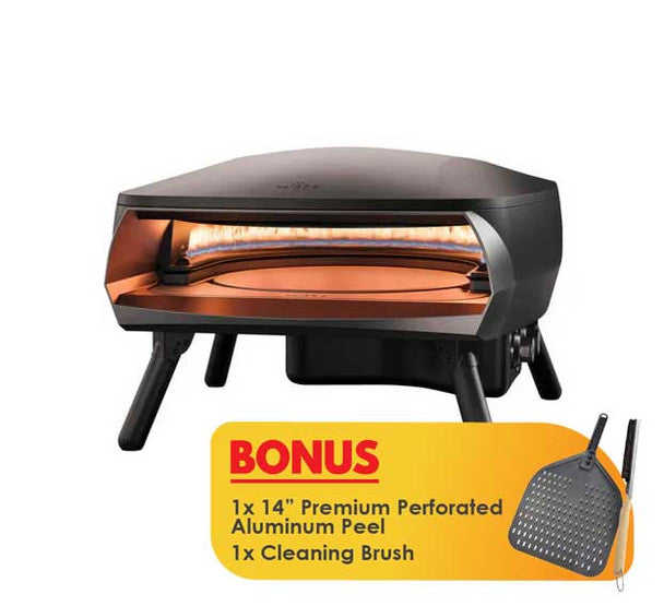 WITT Etna Rotante 16 Inch Gas Double Burner Pizza Oven with Rotating Stone - Black