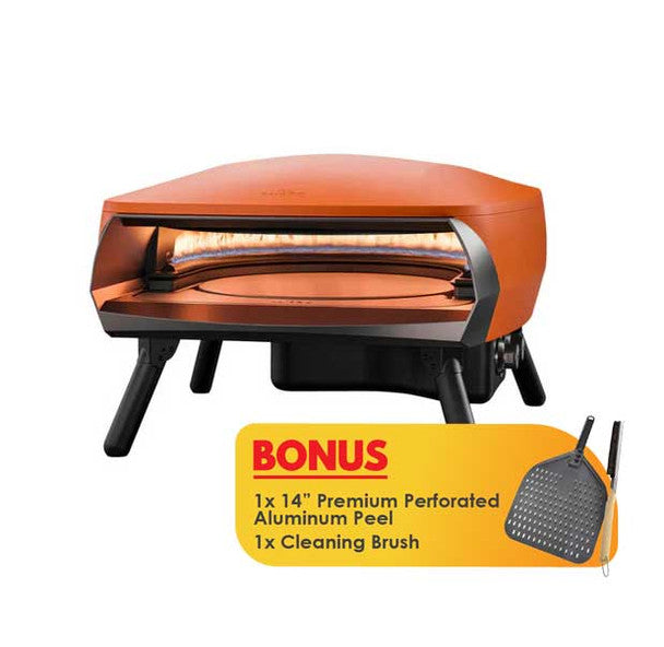 WITT Etna Rotante 16 Inch Gas Double Burner Pizza Oven with Rotating Stone - Orange
