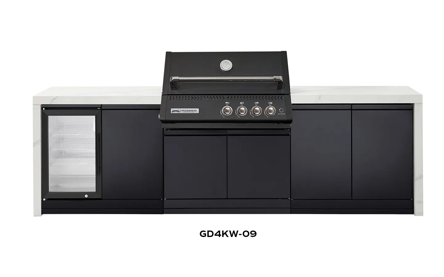 Crossray Premium Xplor White Outdoor Kitchen with Black 4 Burner BBQ
