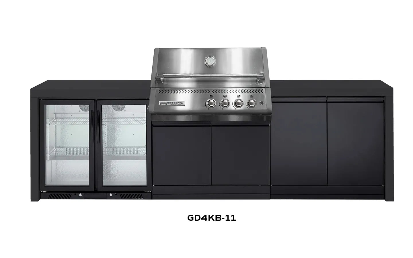 Crossray Premium Xplor Black Outdoor Kitchen with 4 Burner BBQ
