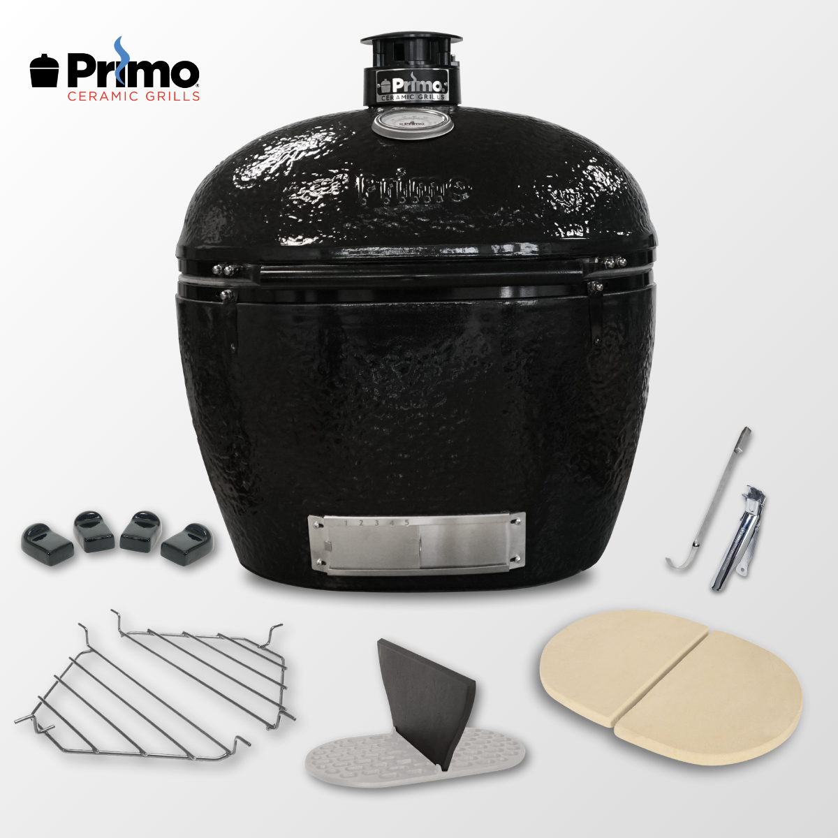 Primo Oval XX-Large Charcoal Grill Built In Bundle
