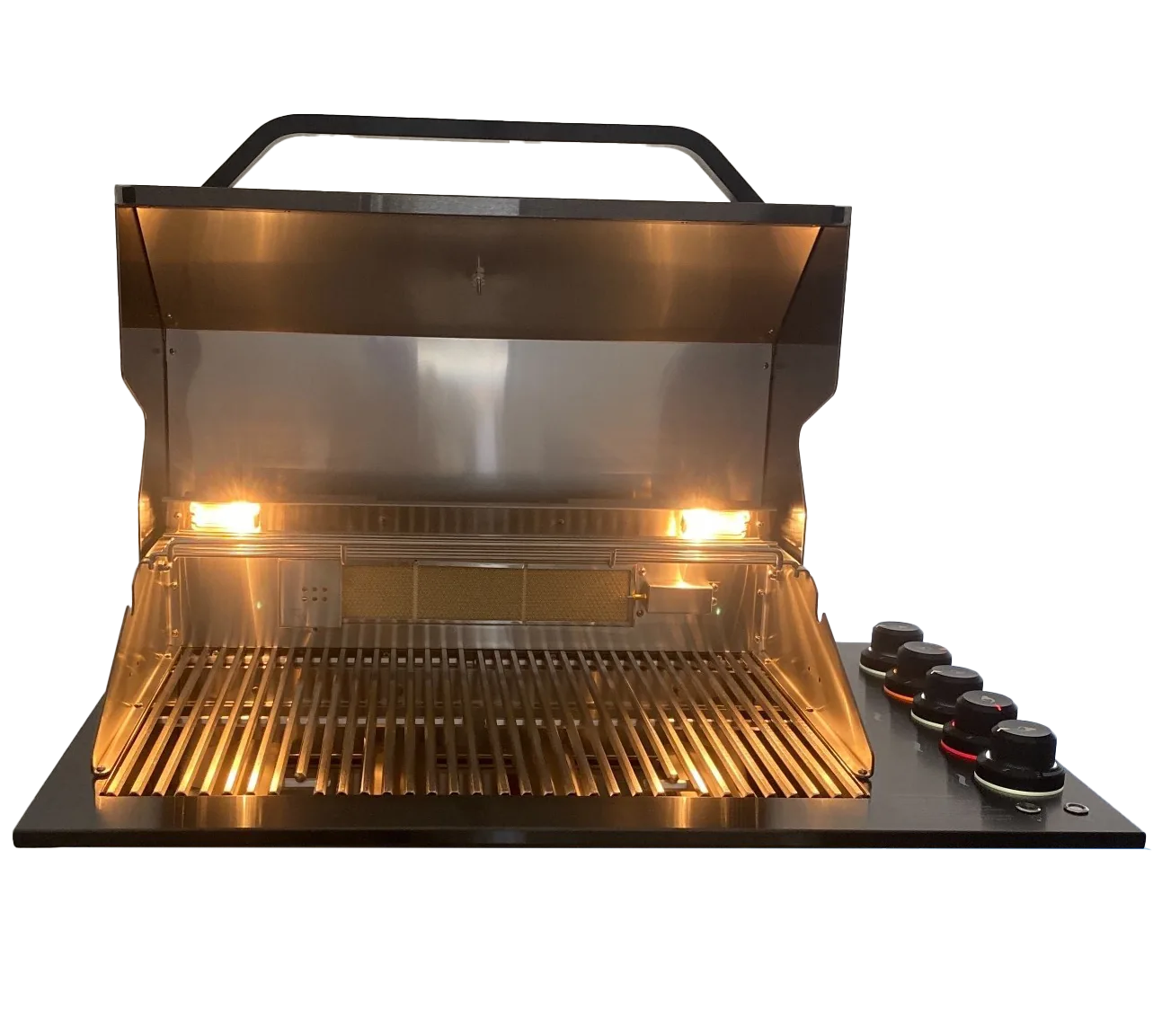 Bossworx Black Stainless Steel 4 Burner Drop In BBQ with Rear Burner