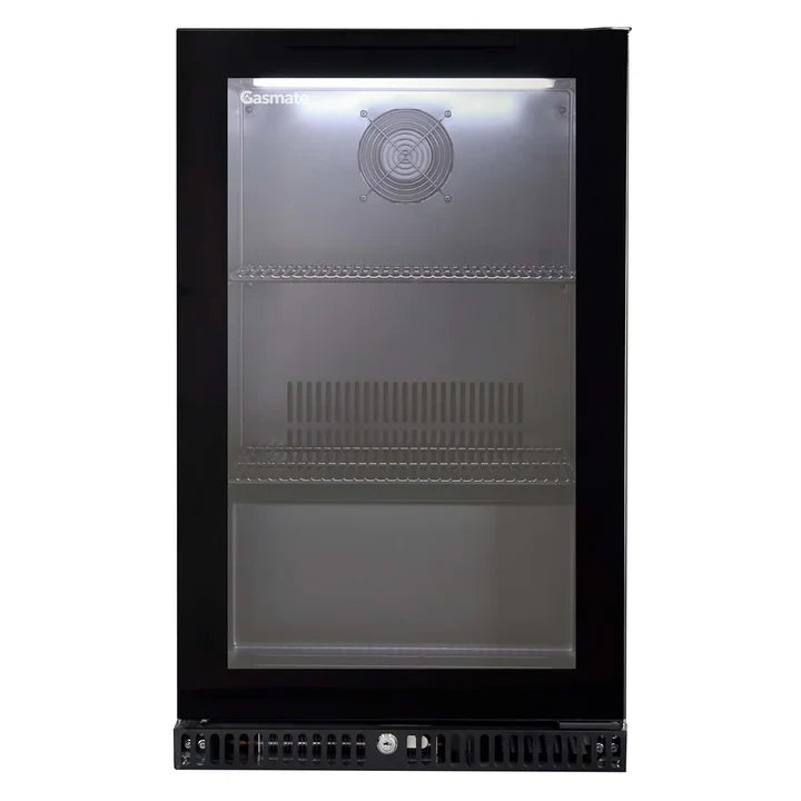 Gasmate 97 Litre Premium Single Glass Door Bar Fridge with Black Interior - BFR1088-101