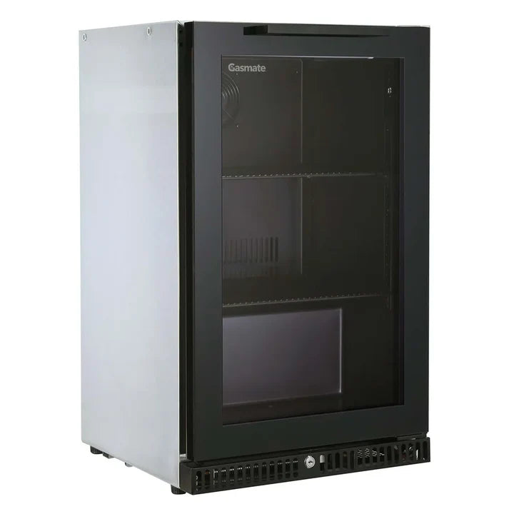 Gasmate 97 Litre Premium Single Glass Door Bar Fridge with Black Interior - BFR1088-101