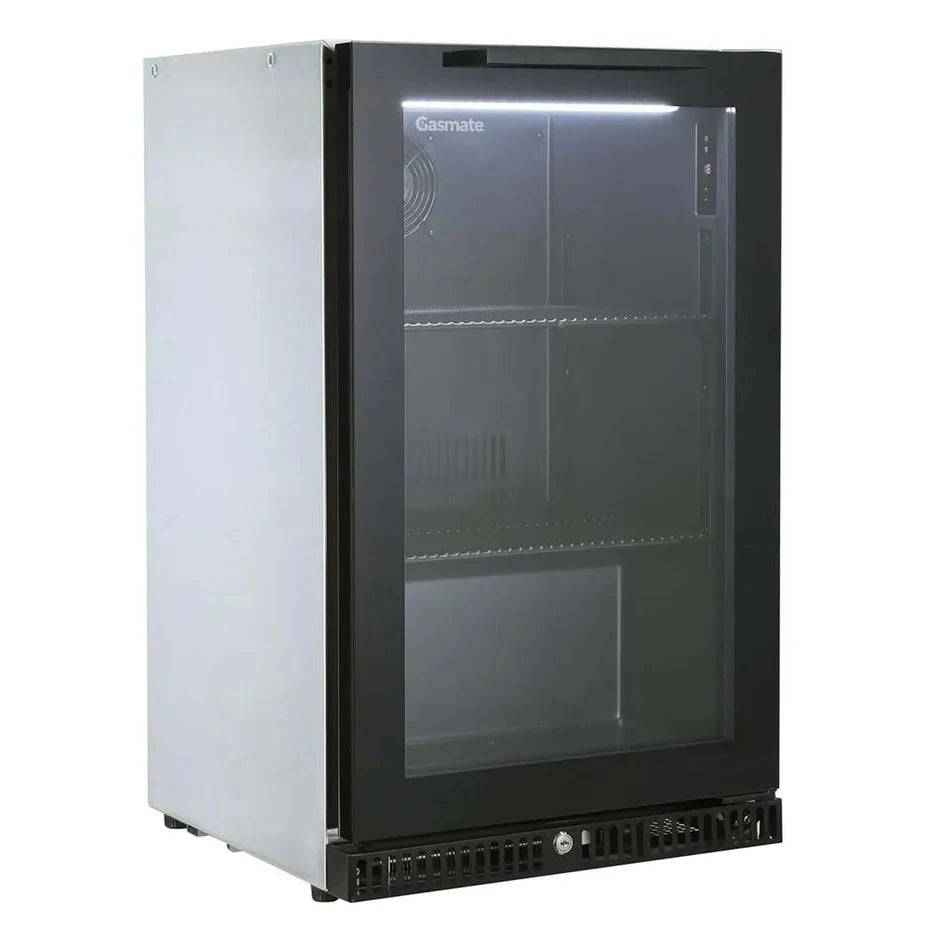 Gasmate 97 Litre Premium Single Glass Door Bar Fridge with Black Interior - BFR1088