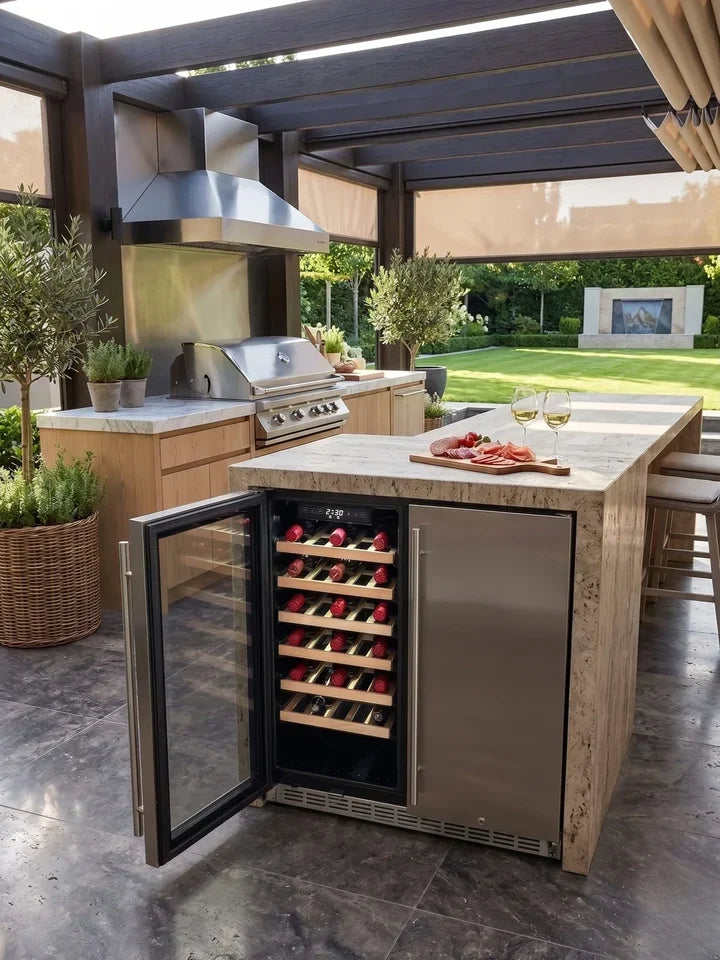 Bossworx 4 Burner Stainless Steel Drop-In BBQ & 180L Dual Zone Alfresco Fridge Bundle