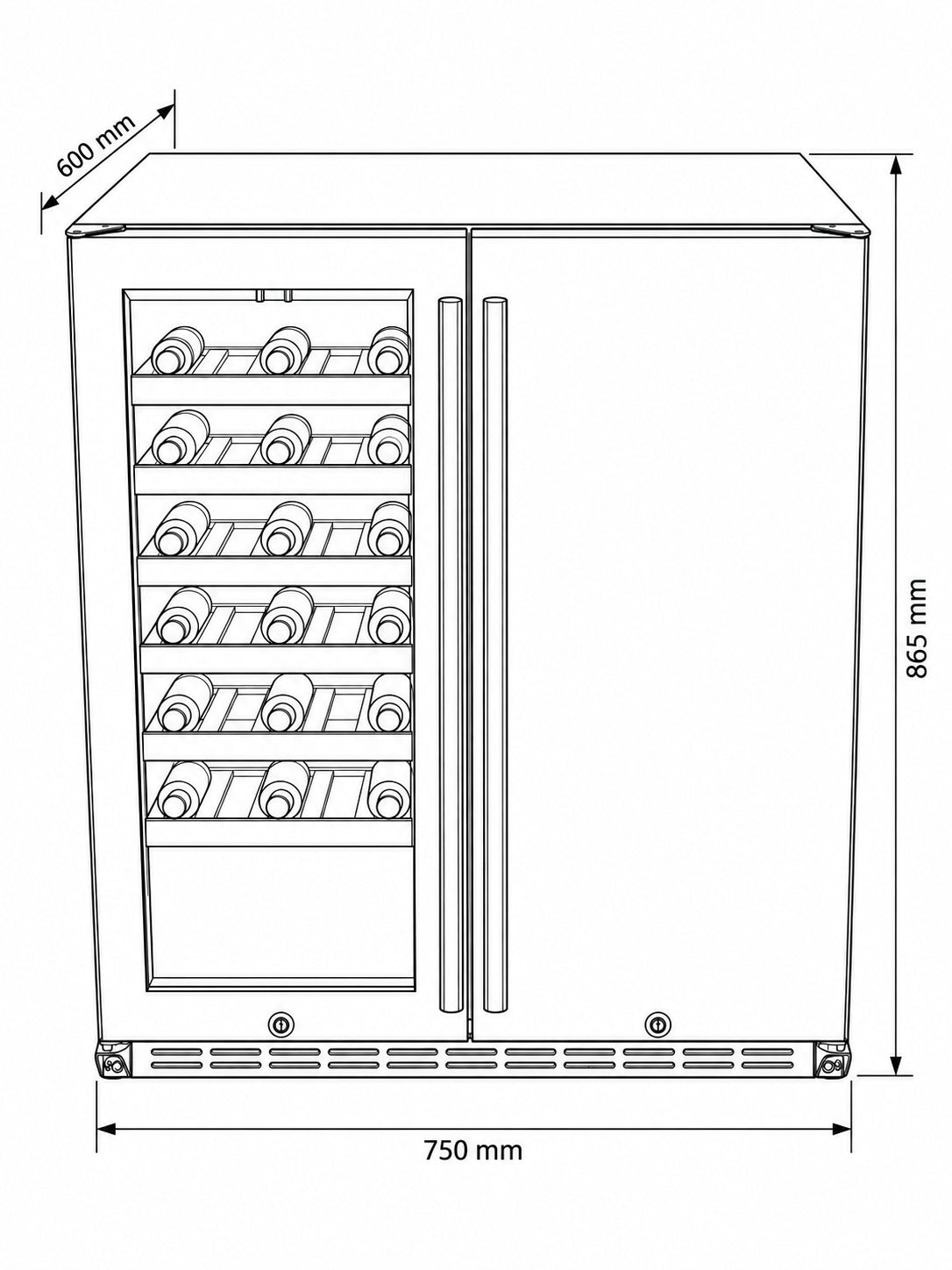 Bossworx 180L Beer and Wine Dual Zone Alfresco Refrigerator