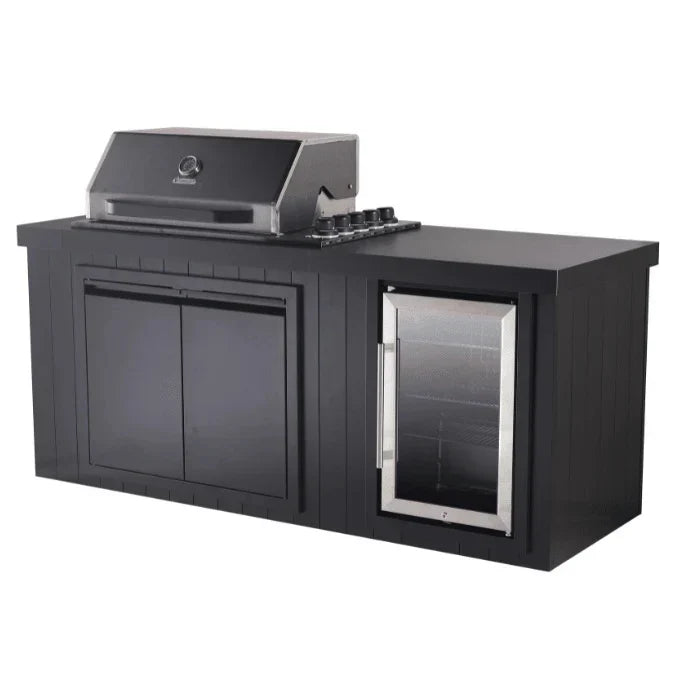 Bossworx Outdoor Kitchen with Black Stainless Steel 4 Burner BBQ & Fridge