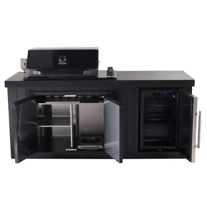 Bossworx Outdoor Kitchen with Black Stainless Steel 4 Burner BBQ & Fridge