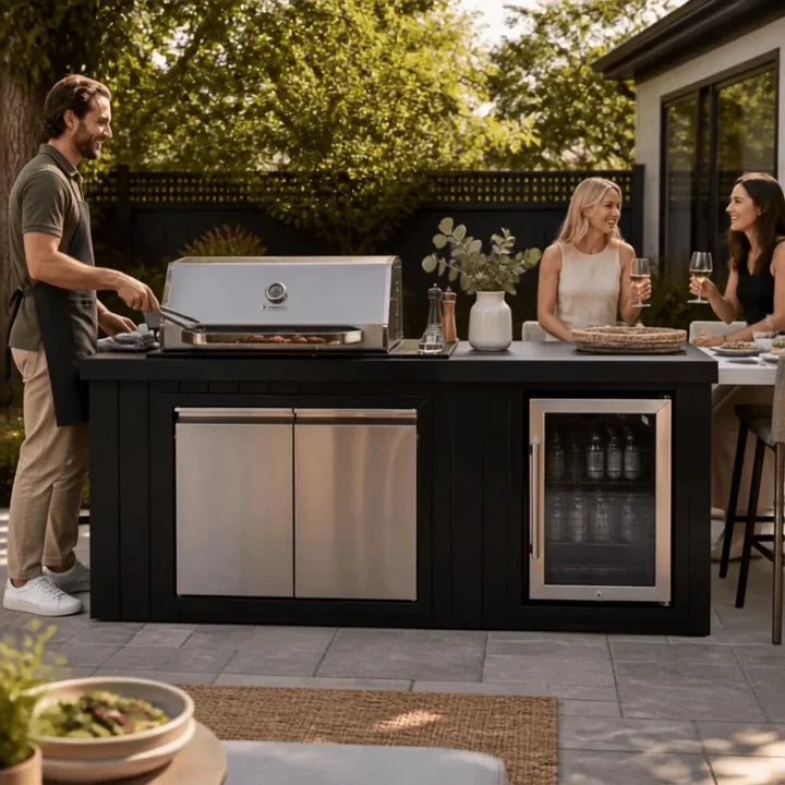 Bossworx Outdoor Kitchen with Stainless Steel 4 Burner BBQ & Fridge