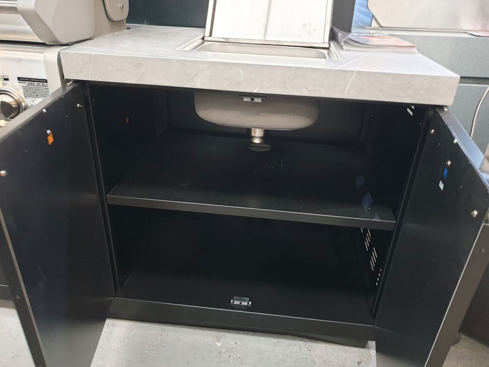 Crossray Outdoor Kitchen 4 Burner BBQ Double Cabinet & Single Fridge