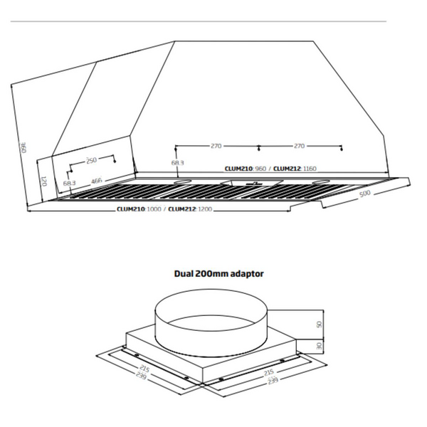 Schweigen Stainless Steel BBQ Undermount Rangehood 100cm - CLUM210