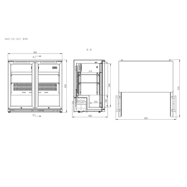 Smart Black 6 Burner Built-In BBQ and Smart 190L Outdoor Drinks Chiller With Heated Glass Door in Black